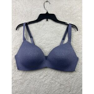 Ambrielle‎ Women's Blue Denim Plunge T-Shirt Push-Up Bra 40C Sexy Racy Pin Up
